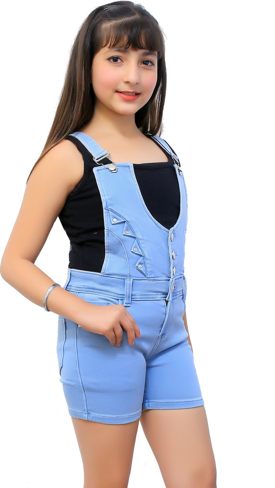 OXY FAB Dungaree For Girls Casual Solid Denim Price in India - Buy 