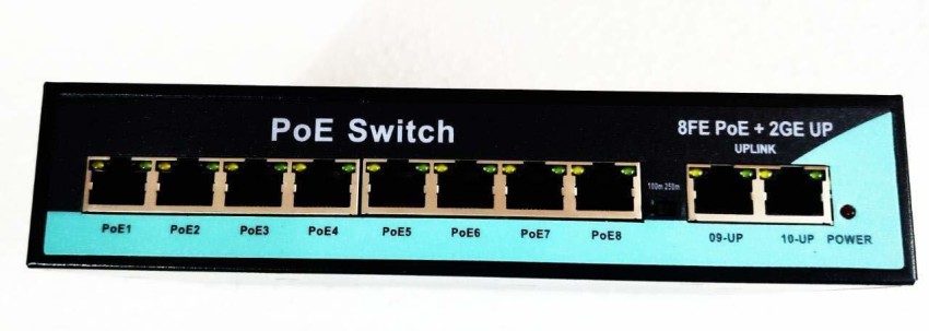 HANUTECH CCTV Camera Poe Switch 8 Port (10/100) + 2 Port Uplink  (10/100/1000) Gigabit Networking Poe Ethernet RJ45 Switch Network Switch -  HANUTECH 