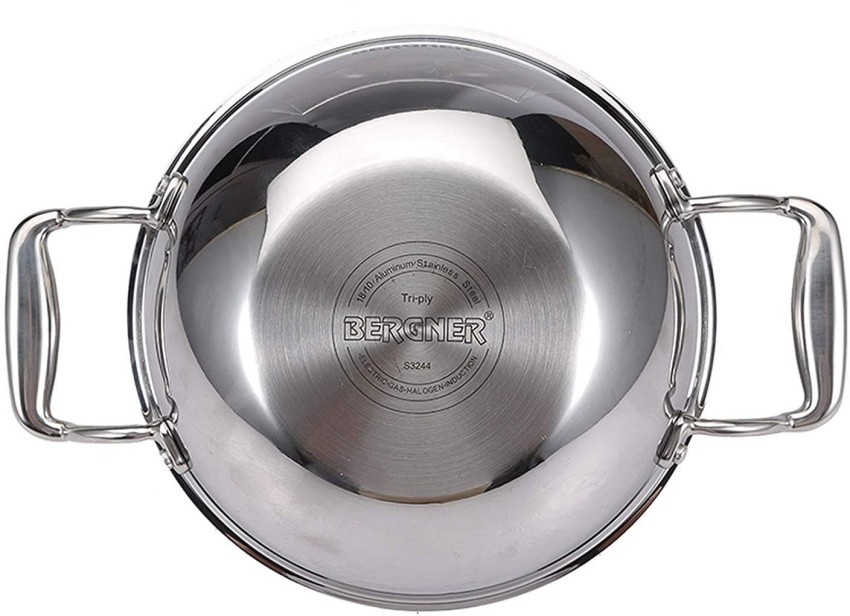 Bergner Hitech Triply Stainless Steel Scratch Resistant Non Stick Tawa/Dosa  Tawa, 28 cm, Induction Base, Food Safe (PFOA Free), 5 Years Warranty,  Silver