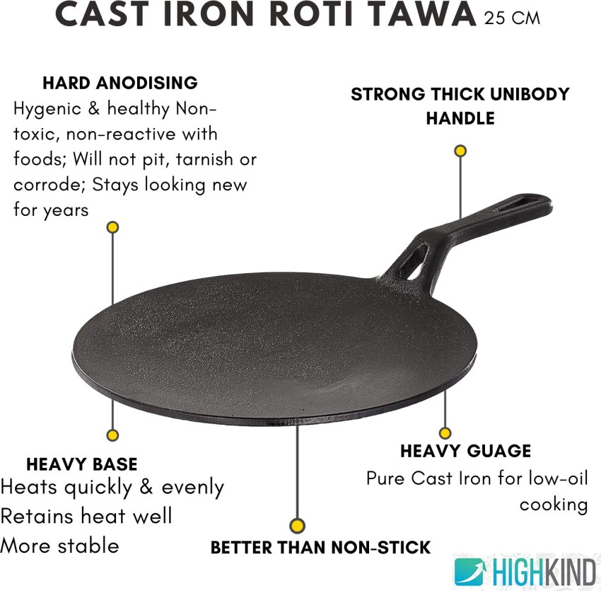  Sumeet Pre Seasoned Heavy Weight Cast Iron Flat Dosa Tawa,Induction  Friendly, 30cm, Weight - 3.070Kg, Black: Home & Kitchen