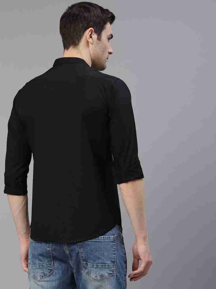 Buy BLACK Dennis Lingo Men Solid Casual Black Shirt Online at