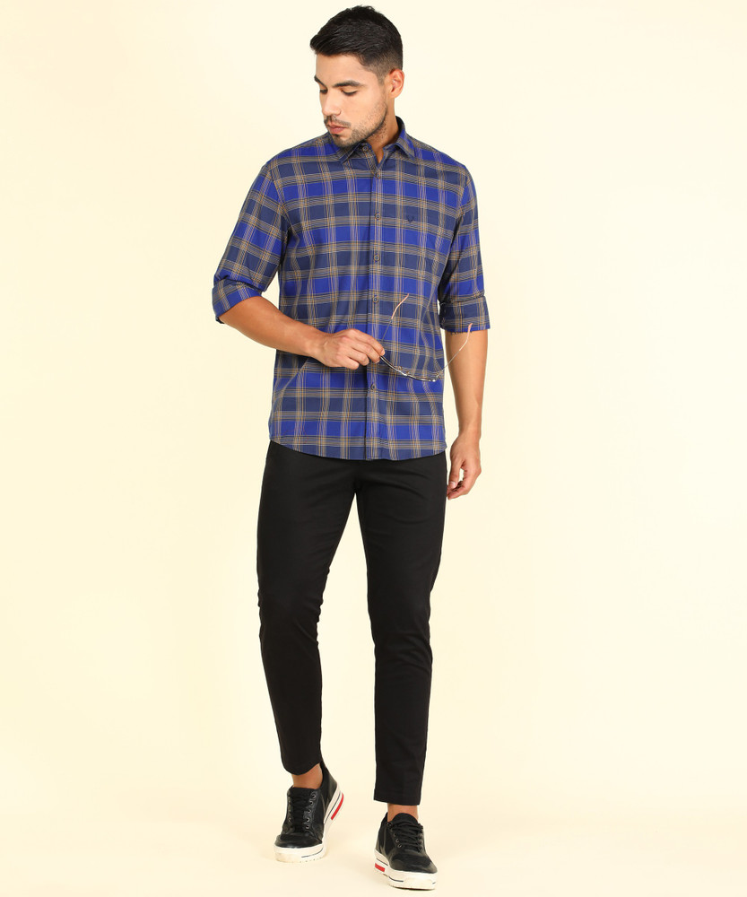 Allen Solly Men Checkered Casual Blue Shirt Buy Allen Solly Men