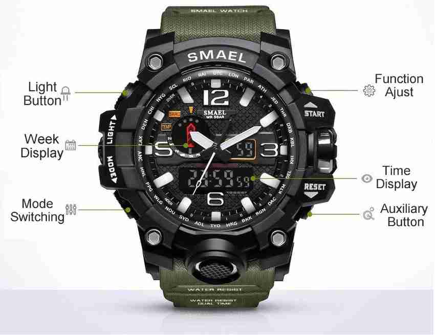 Smael watch cheap instructions 1545