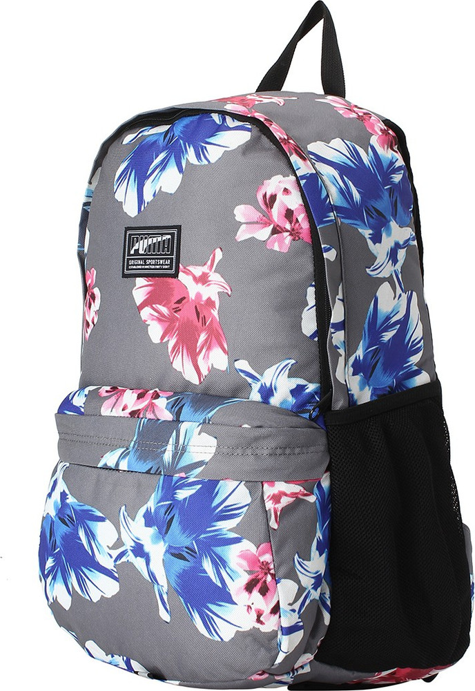 PUMA Academy Backpack 22 L Laptop Backpack Steel Gray Floral AOP