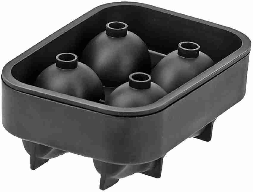 Skull Ice Cube Tray, 4-Grid Skull Ice Ball Maker, Flexible Black Silicone Ice  Tray with