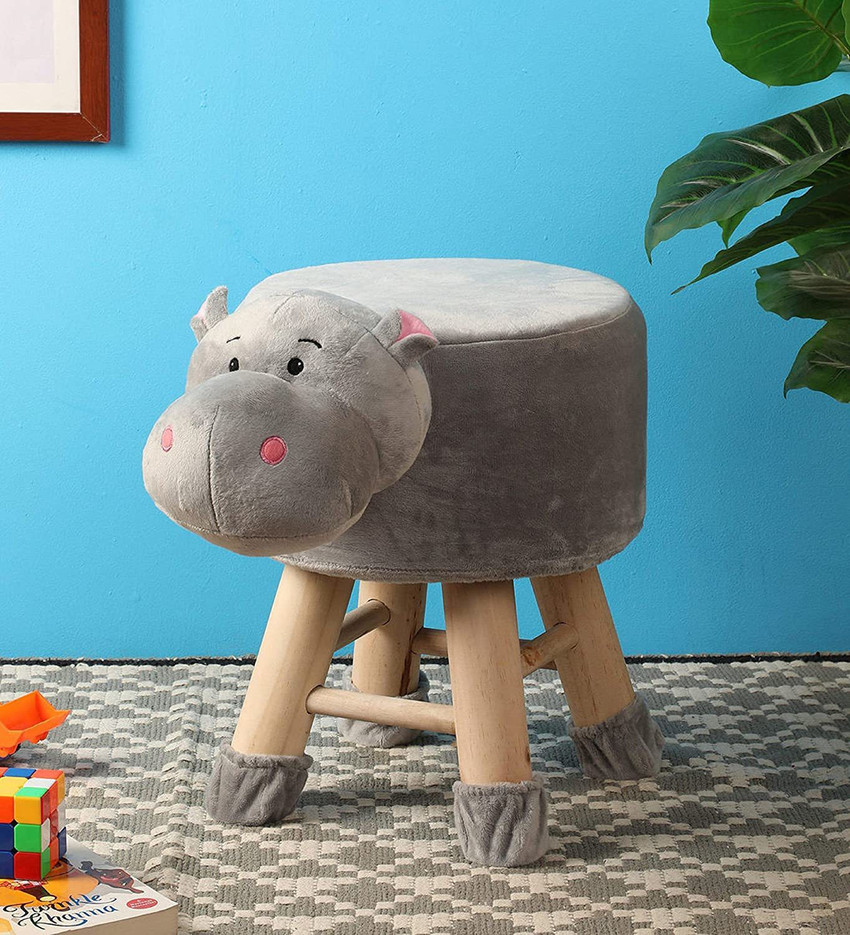BestP Wooden Animal Stool for Kids Child Boy Girl Hippo Grey 42