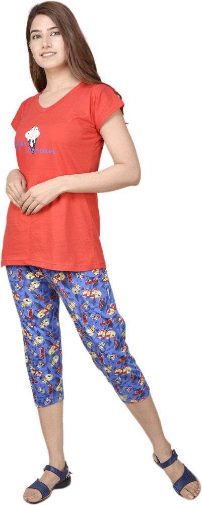 Amritaya Women Printed Red, Blue Top & Capri Set Price in India - Buy  Amritaya Women Printed Red, Blue Top & Capri Set at  Top & Capri  Set