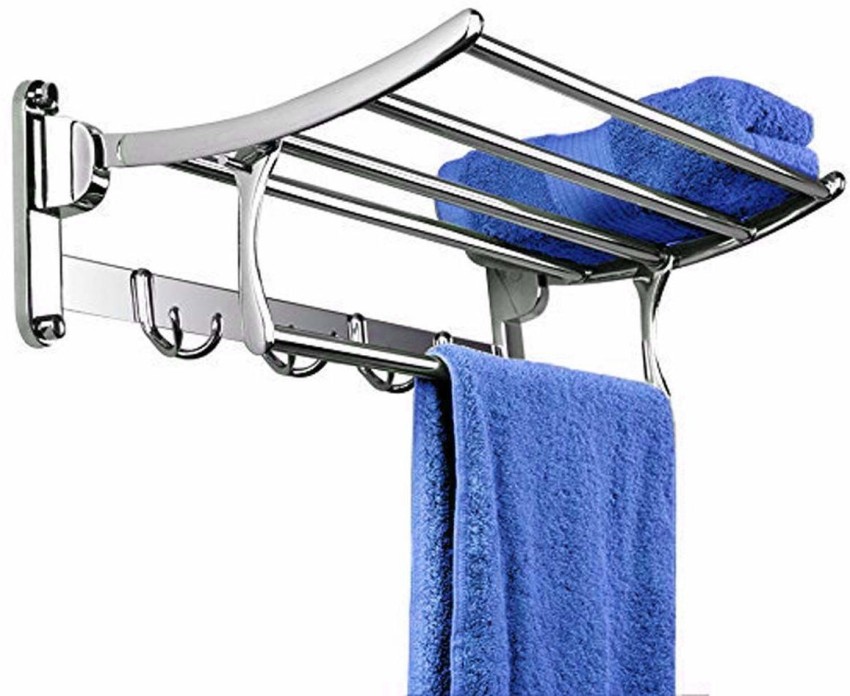 Pillu 304 Grade Stainless Steel Folding Towel Rod with Hooks/Towel Rack for  Bathroom/Towel Bar/Hanger/Bathroom Accessories 24 inch 2 Bar Towel Rod  Price in India - Buy Pillu 304 Grade Stainless Steel Folding