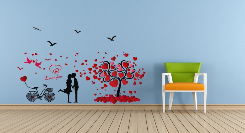 sp decals 78 cm Love red heart multicolor wall sticker : 78 Cm X 79 Cm Self  Adhesive Sticker Price in India - Buy sp decals 78 cm Love red heart  multicolor