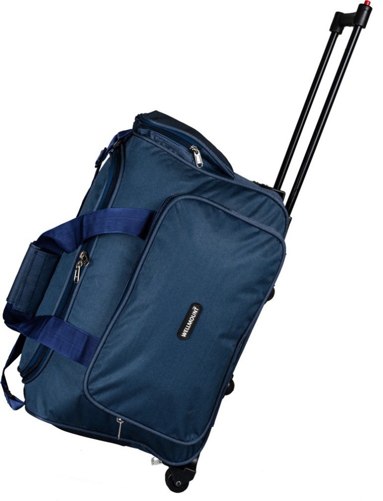 Wellmount 2 Wheel Travel Duffel Trolley Bag 23 Inch Check in Suitcase 2 Wheels 23 inch Navy Blue Price in India Flipkart