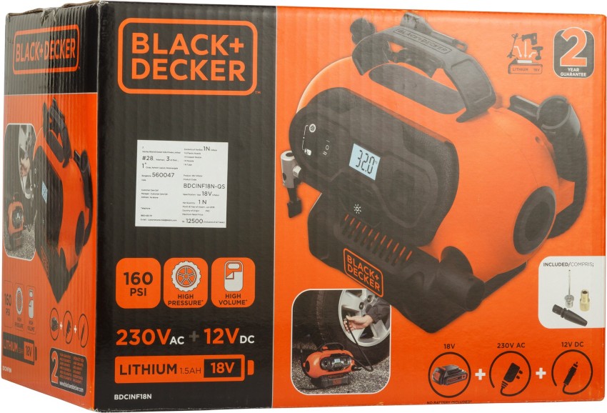 BLACK DECKER 160 psi Tyre Air Pump for Car Bike Price in India