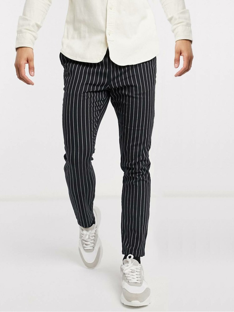 Buy Mens White Striped Trousers for Men White Online at Bewakoof