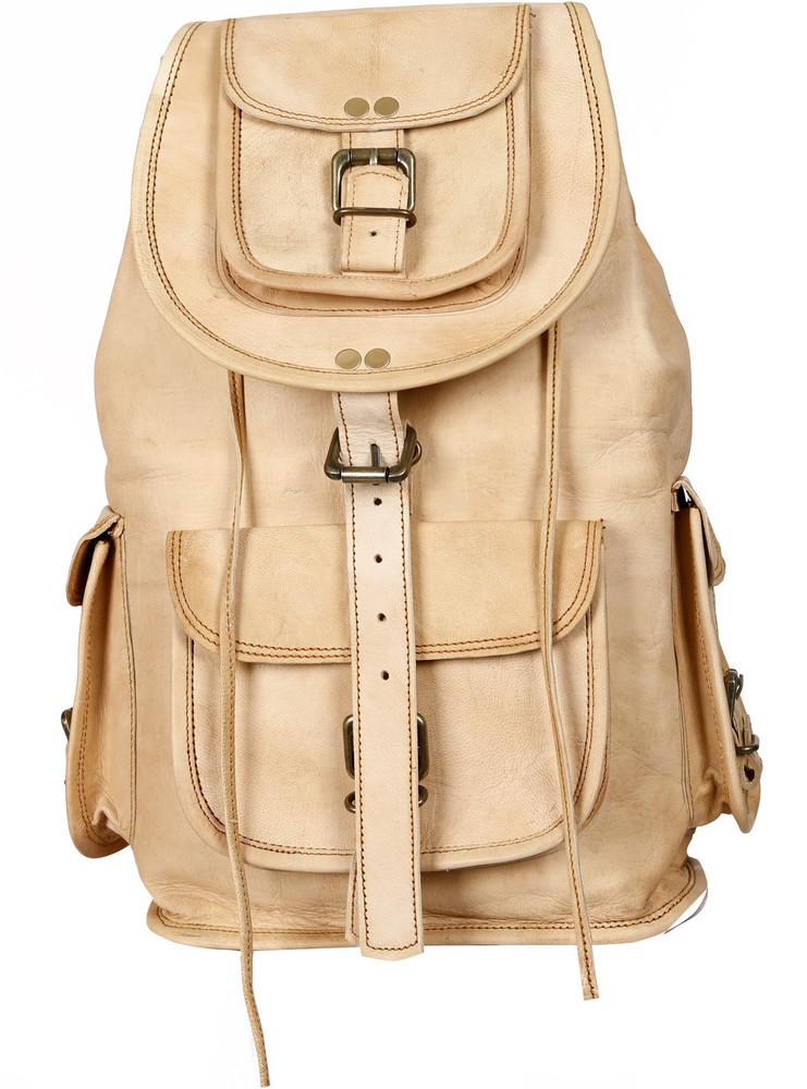 Cream sales leather backpack