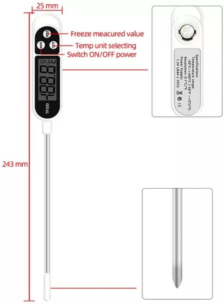 Digital Thermometer, Food Grade, Pen Style, CE Certified, TP300