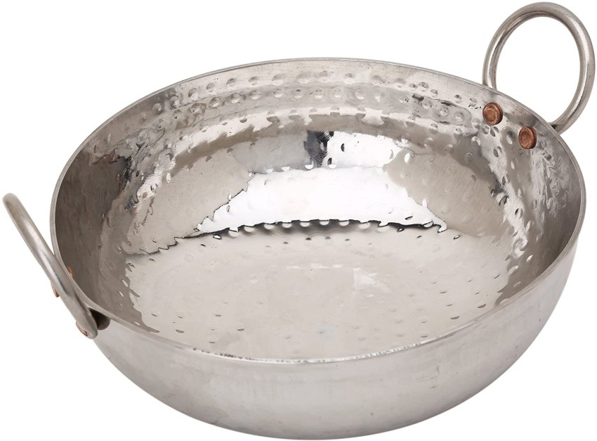 Stainless Steel Heavy Bottom Kadhai/ Deep Fry Pan Round Bottom