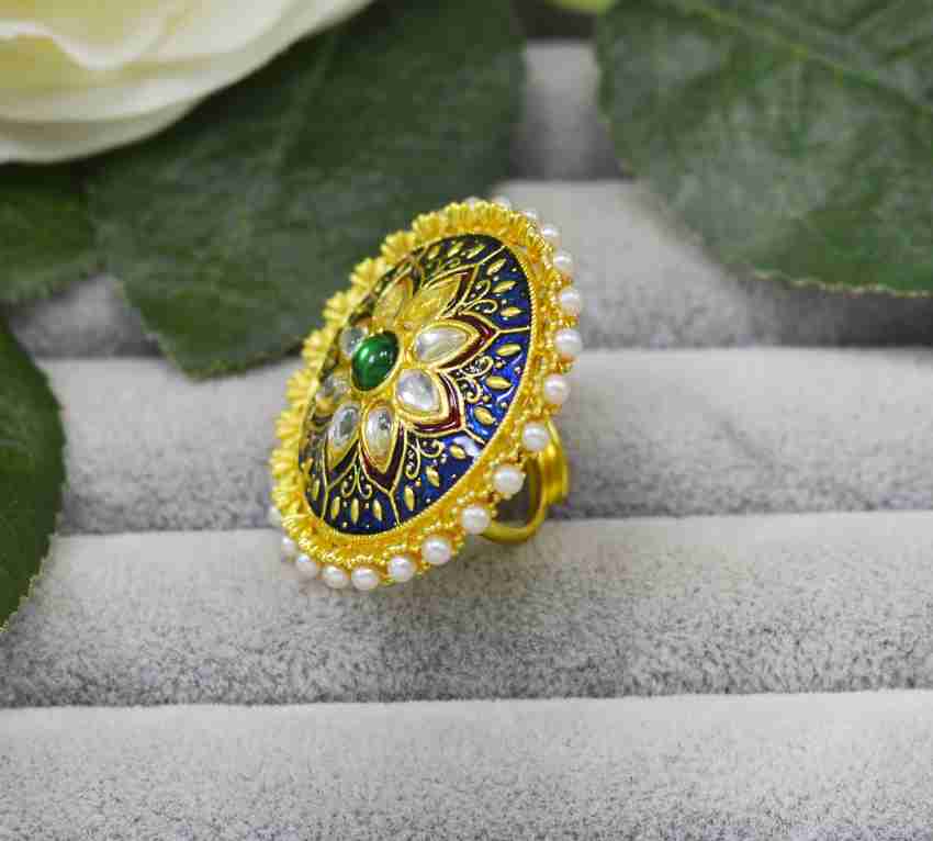 Kundan rings cheap in gold