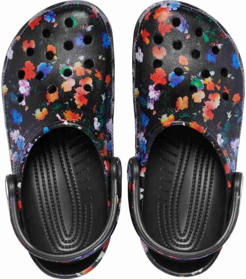 Black hotsell floral crocs