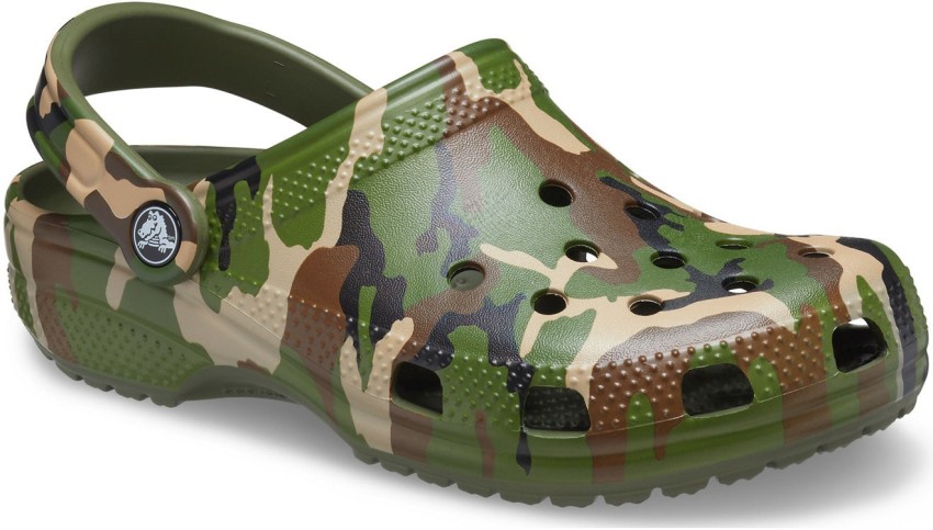 mens army green crocs