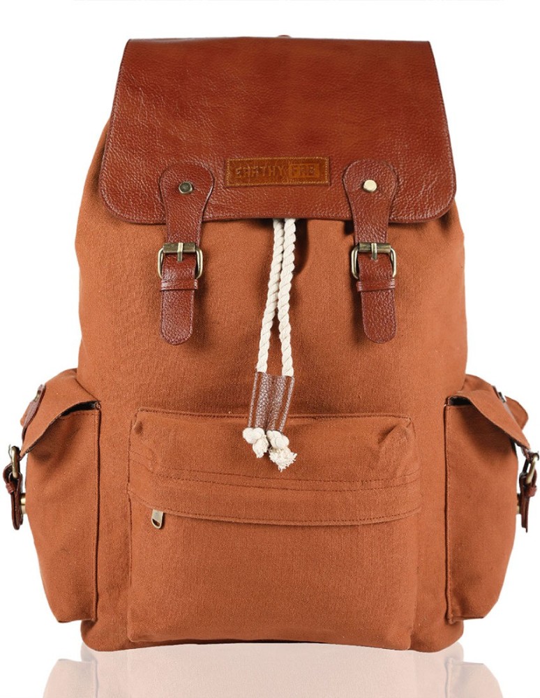 Earthy Fab Laptop Bag, Canvas Leather Material, Vintage Look. 16 Inch  Laptop Backpack. 30 L Laptop Backpack Cinnamon - Price in India