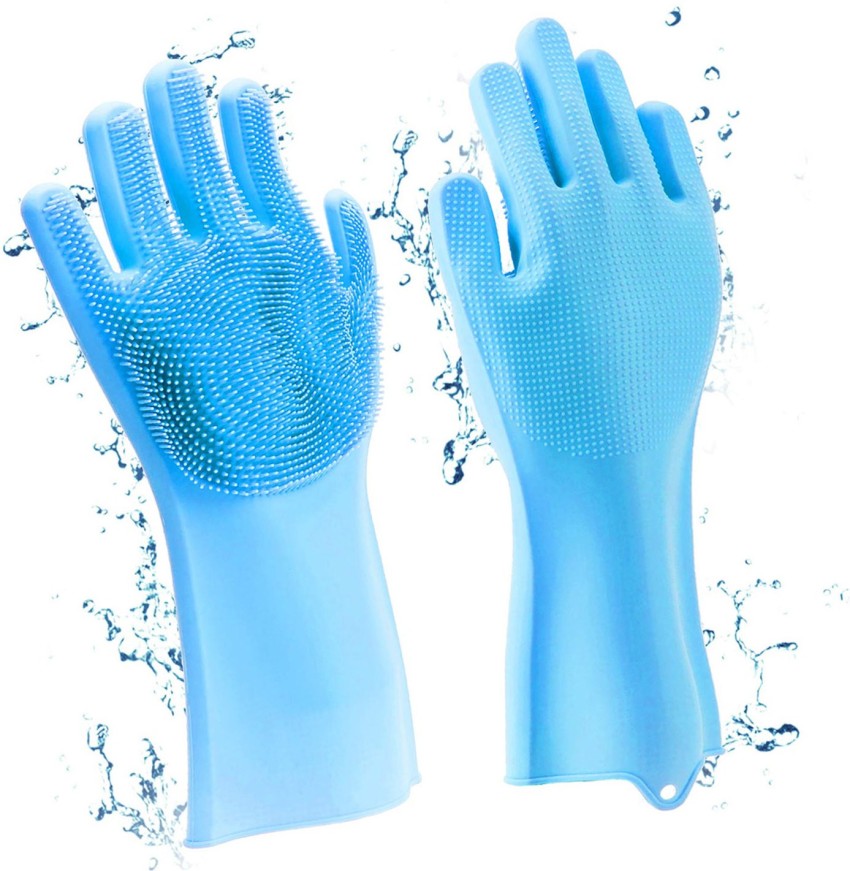 Magic Silicone Scrubber Rubber Cleaning Gloves Insulated Dishwashing  Kitchen Dish