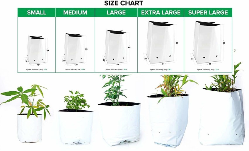 Plant Grow Bags UV Stabilized 40x24x24 cm, White (Set of 10)