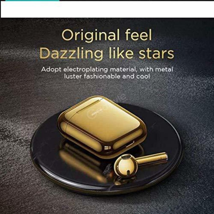 awf T03s Bluetooth Headset Golden Earbuds Gold Plated Earphones