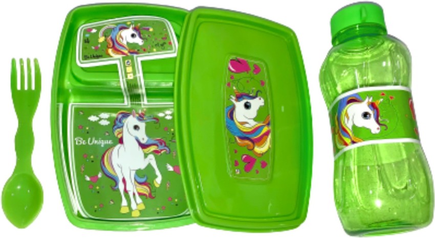 Unicorn Bento Box Set - Lunch Box Water Bottle Salad Container with 3  Compartments for Back to