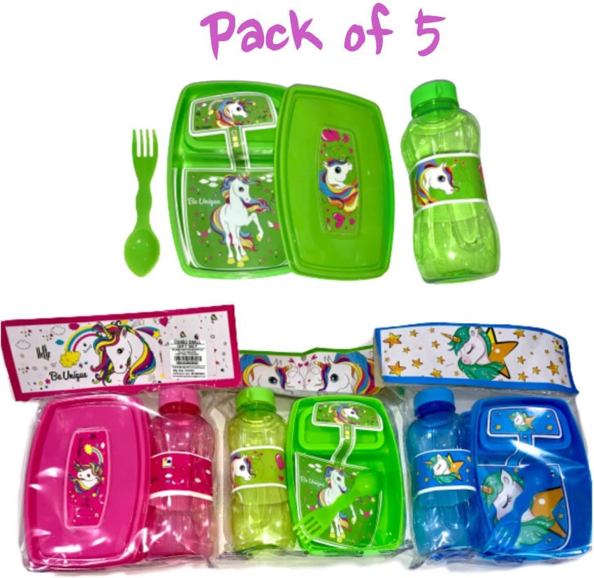 Unicorn Bento Box Set - Lunch Box Water Bottle Salad Container with 3  Compartments for Back to