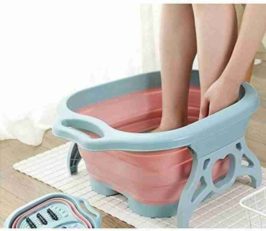 Foot Bath Barrel Natural Foot Basin Wood Bucket Bath Bucket With Massager  Roller