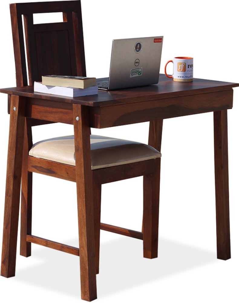 Buy Solid Wood Writing Study Table, Study Laptop Desk with Two Drawers &  One Door With Chair -Rustic Teak Finish Online on Furniselan