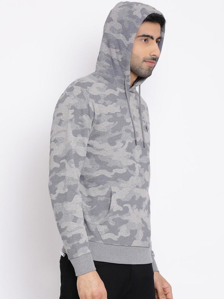 Mens grey sales camo hoodie