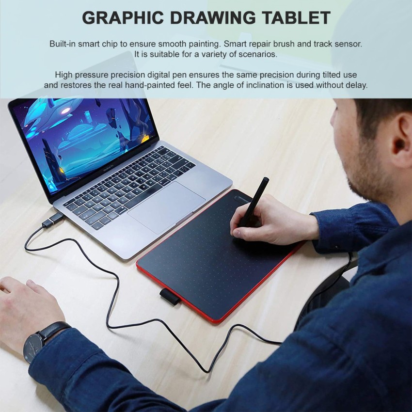Graphic Tablet Drawing Pad with Digital Pen Quick Reading Pressure Sensing Gifts, Black