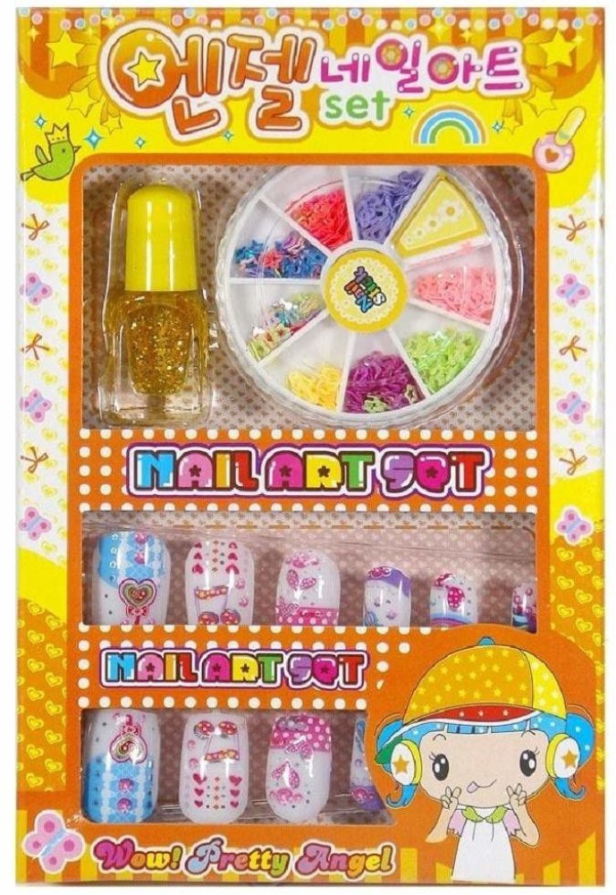 Buy Karic Nail Art kit and 10Pc Rainbow Unicorn Hair Clips Set for Girls  Birthday Gift for Girls Little Girls, Kids Pretend Play (Random Cute Nail  Designs)- Multicolor Pack of 2 Items