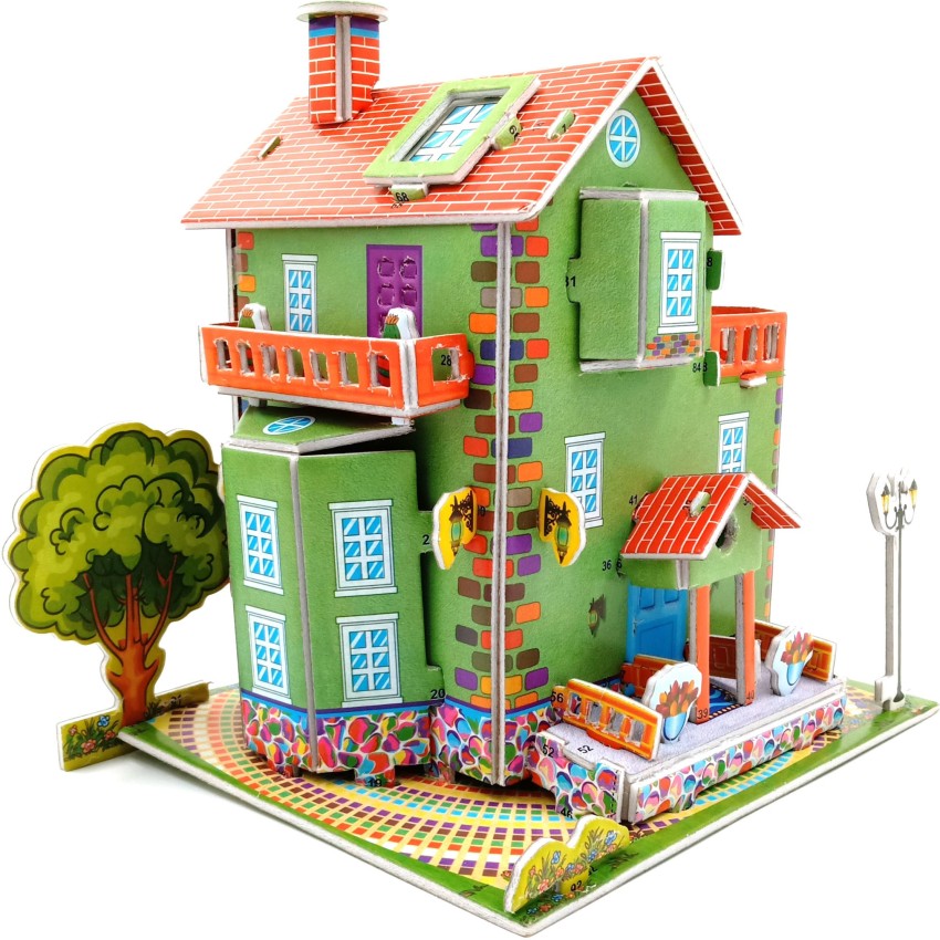 Koros Cottage 3D House Building Puzzle Combo Pack , Ideal House and Flower  Shop(2 House set) - Cottage 3D House Building Puzzle Combo Pack , Ideal  House and Flower Shop(2 House set) .
