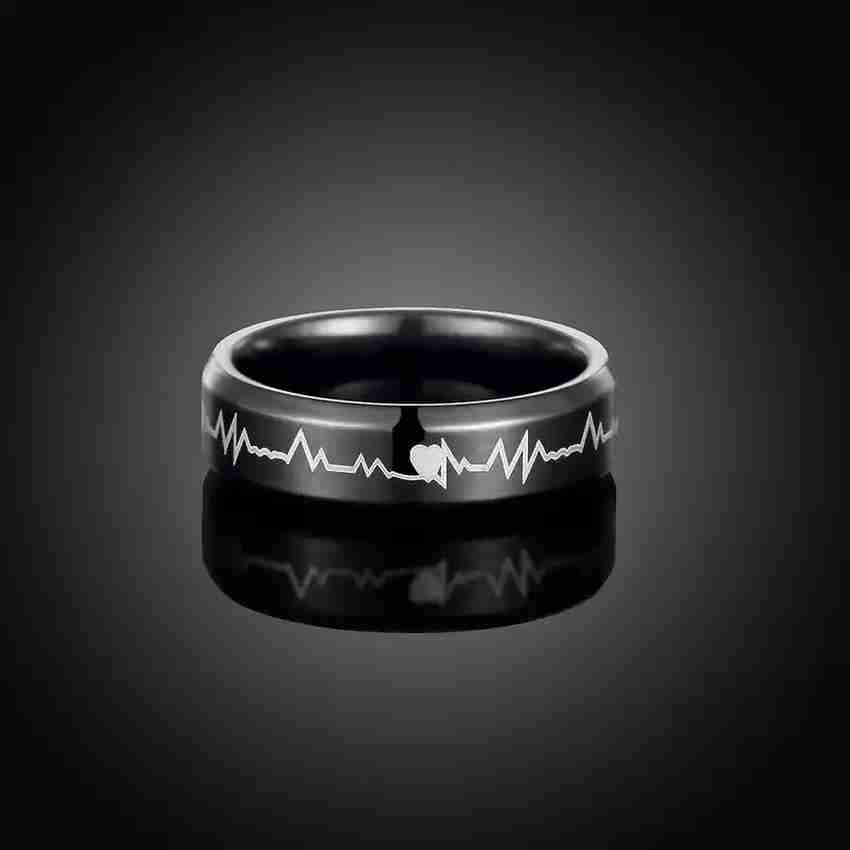 Black outlet heartbeat ring