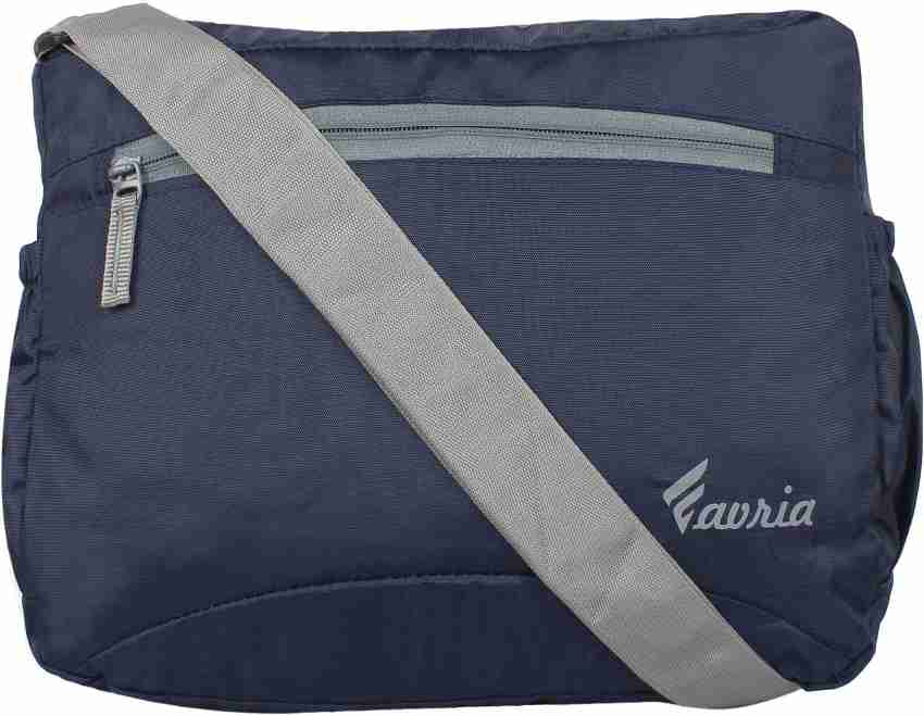 Favria Polyester Water Resistant CrossBody Messenger Sling Bag for Men and  Women (Navy & Sky Blue)