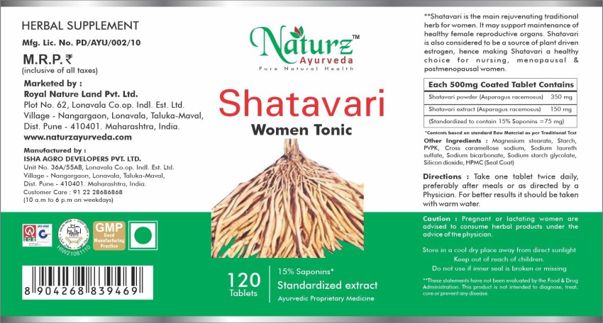 Naturz Ayurveda Shatavari 120 Tablets Women Tonic Pack of 2