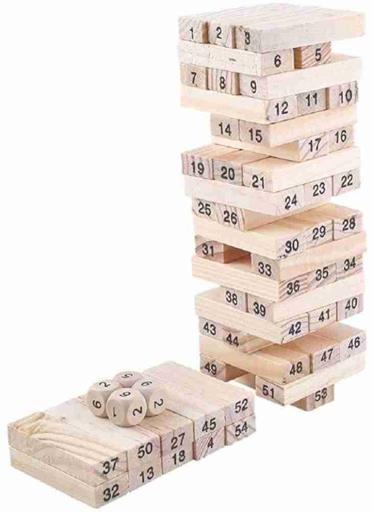 LITTLEMORE 54 Pieces Wooden Stacking Tower Numbers Building Blocks