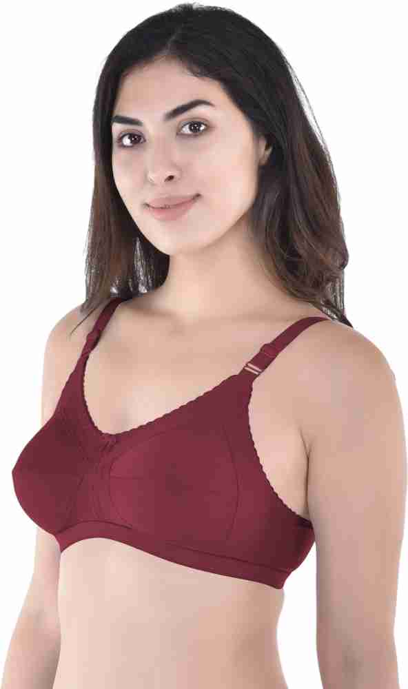 Maroon Women T-Shirt Non Padded Bra - Buy Maroon Women T-Shirt Non