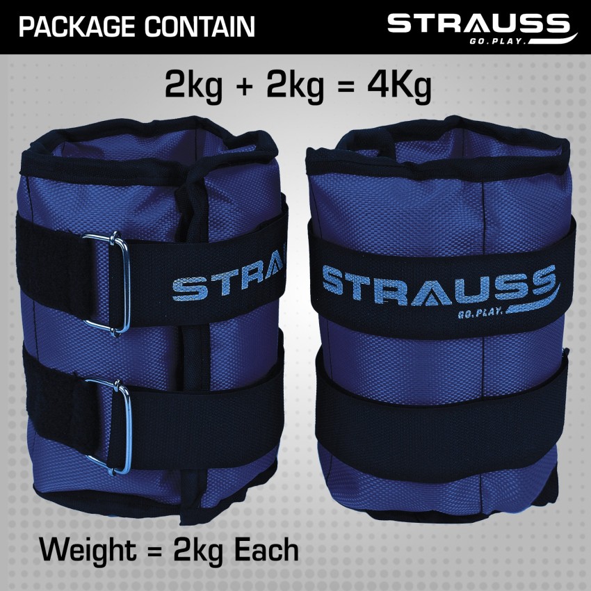 Strauss 2 Kg x 2 Ankle Weight Wrist Leg Weights Cuff 2Kg