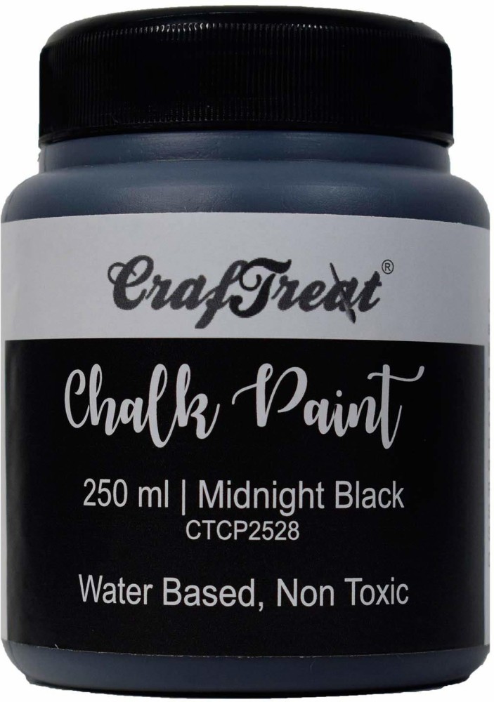 CrafTreat Midnight Black - Chalk Paint for Wood Furniture,  Decoupage, Wall, Home Decor, Glass, DIY Craft - Matte Acrylic Chalk Paint  Black - Multi Surface Paint - 250m 