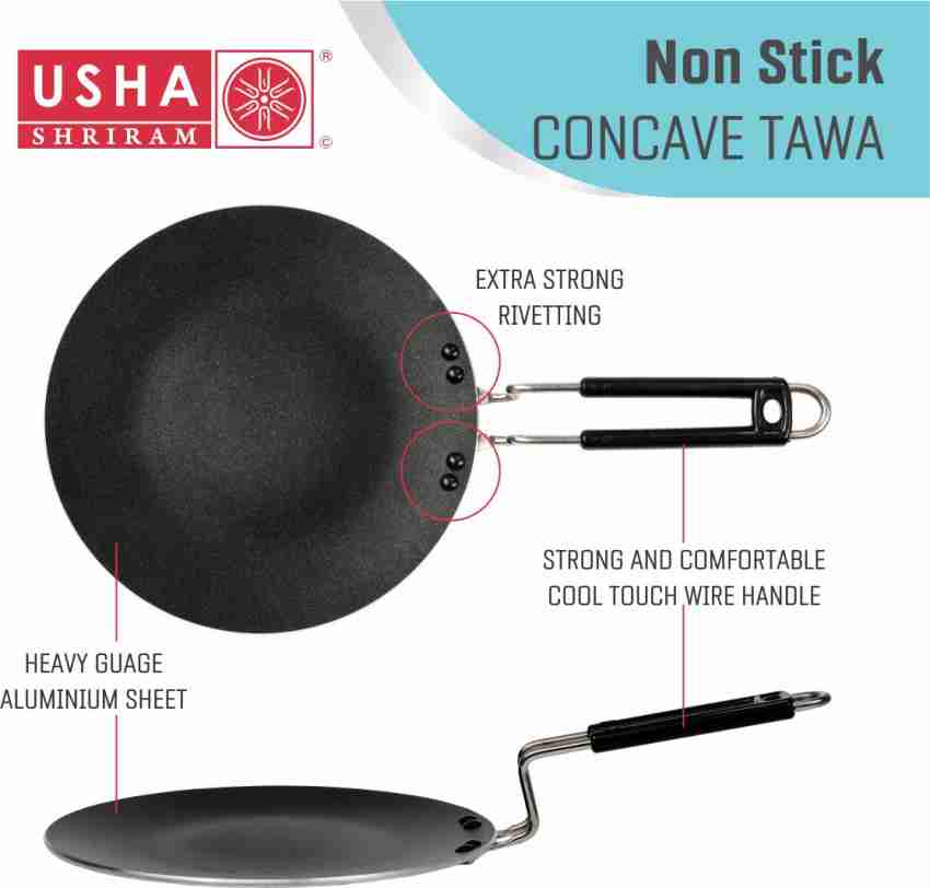 Brodees Iron Roti Tawa 25 Cm Diameter with Tough Handle Concave Tawa -  Chapati Tawa, Iron Roti Tawa, Gas Compatible Tawa (Black) - Brodees