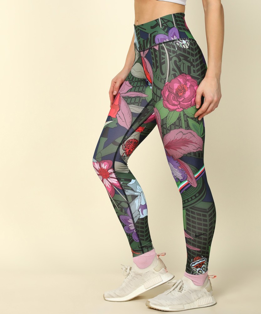 NIKE Floral Print Women Multicolor Tights