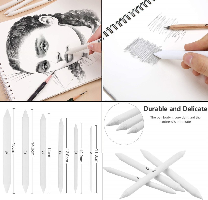 Definite Woodless Graphite Charcoal Pencils - HB, 2B, 4B,  6B, 8B and EE (Pack of 6) and One Kneadable Eraser for Charcoal and Pastel  Pencils; Ideal Drawing Set for Students