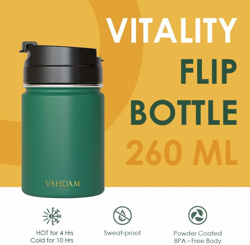 Vahdam, Stainless Steel Tumbler (8.8oz/260ml) Yellow | Leak-Proof, Vacuum Insulated, Double Wall | Sweat-proof Sipper Tumbler