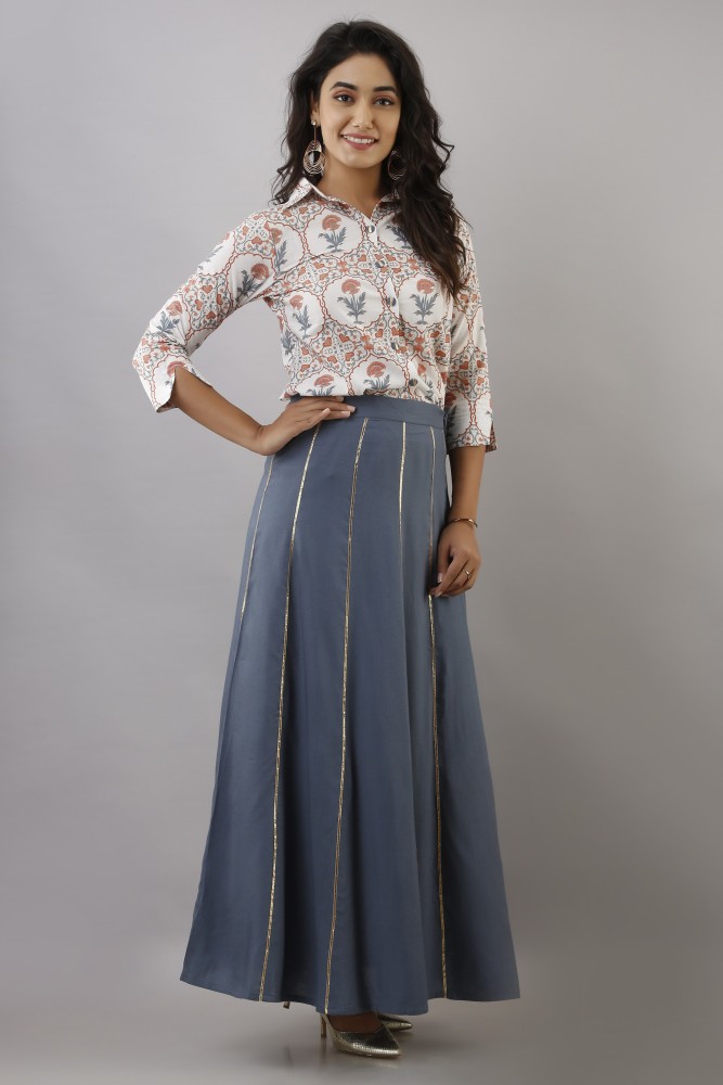 Grey skirt ethnic best sale