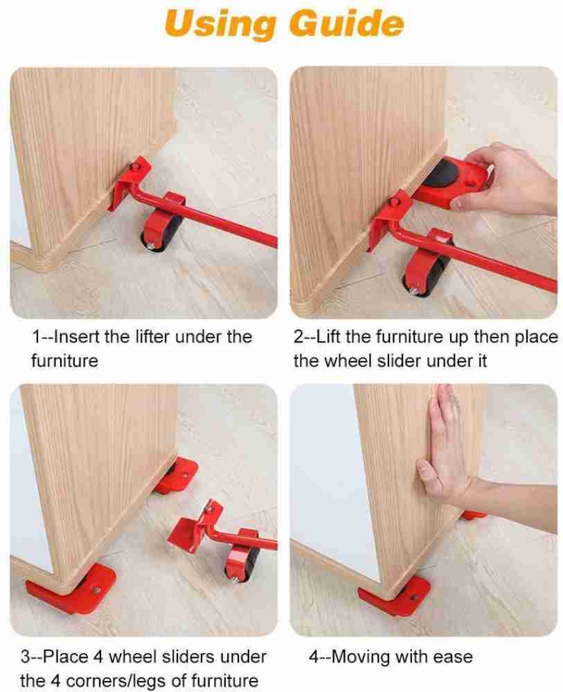 Heavy Duty Furniture Lifter with 4 Sliders for Easy Moving, Appliance  Roller Suitable for Sofas, Couches and Refrigerators, Adjustable Height  [Load Capacity: 660lbs Per Wheel], Red 