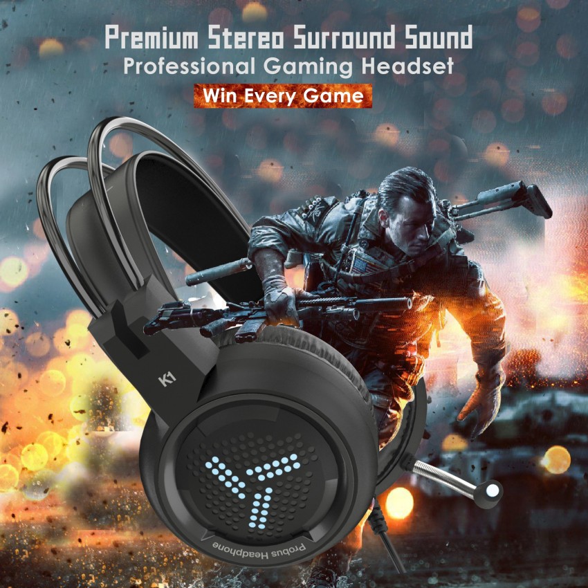 Probus K1 Stereo Gaming Headphone with Mic LED Wired Gaming Headset