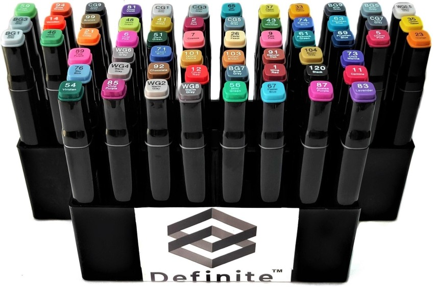 Definite Touch Cool Dual Tip Art Marker Highlighter Pen Set-  Fine and Chisel Tips, 60 Colors Artist Highlighter Markers Ideal for Manga  and Impressions for Students, Artists, Cartoonists - Marker Highlighters