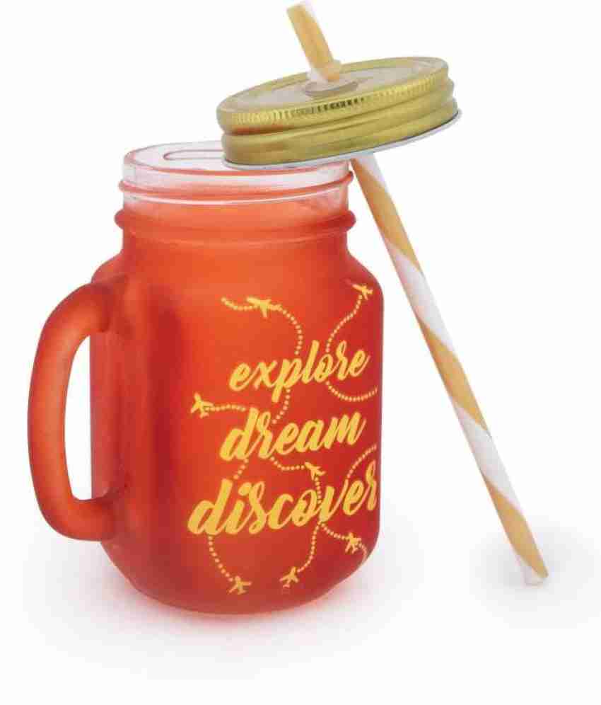 RK ONLINE SALES Jar Bottle with Handle, Colored Cap Lid & Straw for Juice  Glass Mug (500 ml) Price in India - Buy RK ONLINE SALES Jar Bottle with  Handle, Colored Cap